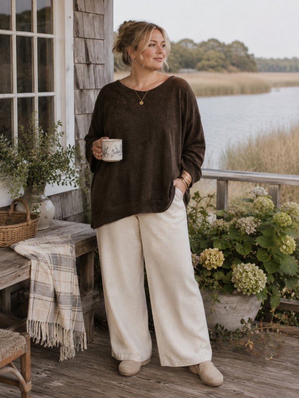Chicsoul brown oversized cozy sweater 3xl made in usa